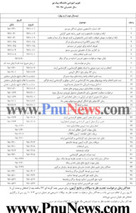 تقویم آموزشی پیام نور 98-97